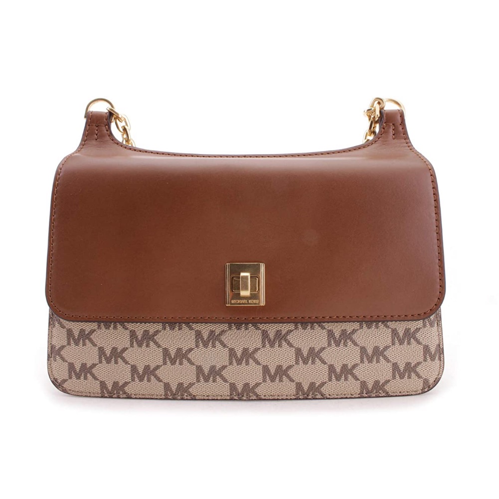 Nwt Michael Kors Women's Natalie Medium Chain Messenger Bag Brown Logo